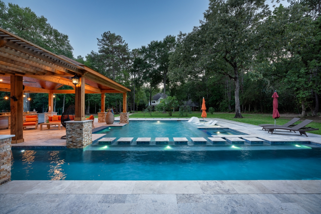 a newly remodeled geometric pool